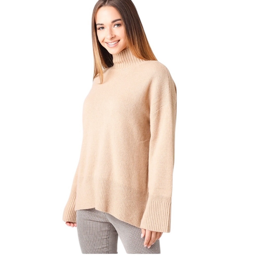 Frame Tan Cashmere Turtleneck Sweater - Picture 2 of 7